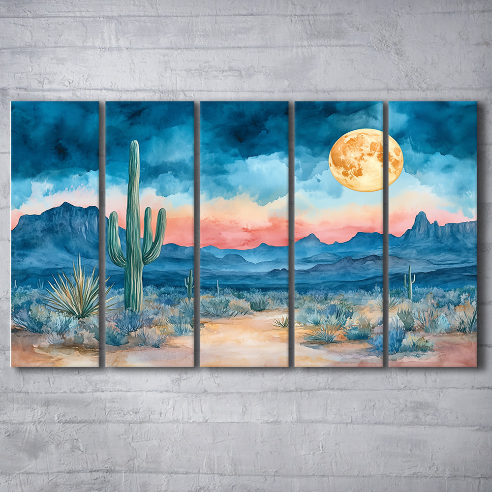 Watercolor Moody Desert Painting Pastel, Canvas Art Print, Painting Art, Multi Panels Canvas Print Wall Art
