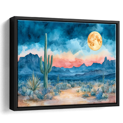 Watercolor Moody Desert Painting Pastel, Framed Canvas Print, Painting Art, Floating Framed Canvas Print Wall Art