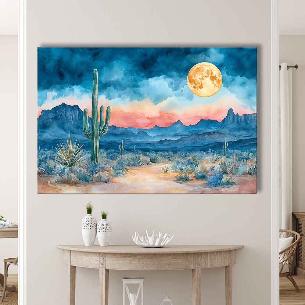 Watercolor Moody Desert Painting Pastel, Canvas Art Decor Print, Painting Art, Canvas Print Wall Art Home Decor