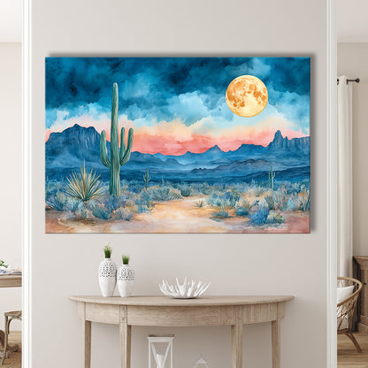 Watercolor Moody Desert Painting Pastel, Canvas Art Decor Print, Painting Art, Canvas Print Wall Art Home Decor