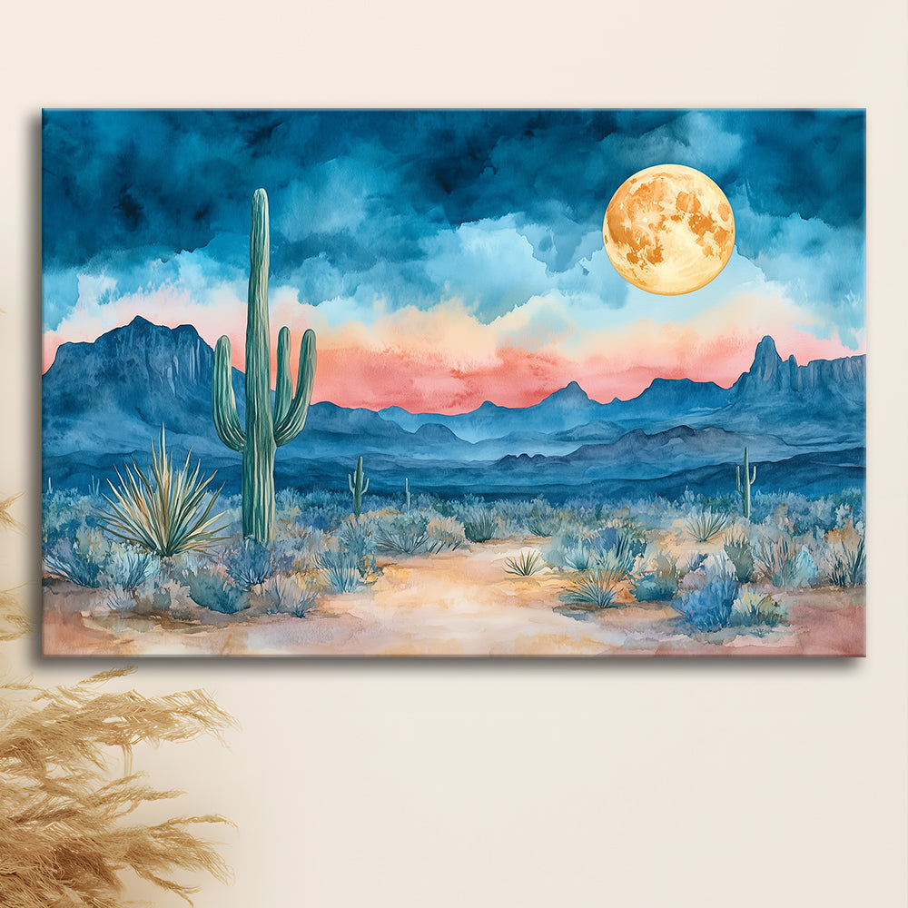 Watercolor Moody Desert Painting Pastel, Canvas Art Decor Print, Painting Art, Canvas Print Wall Art Home Decor