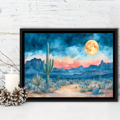 Watercolor Moody Desert Painting Pastel, Framed Canvas Print, Painting Art, Floating Framed Canvas Print Wall Art