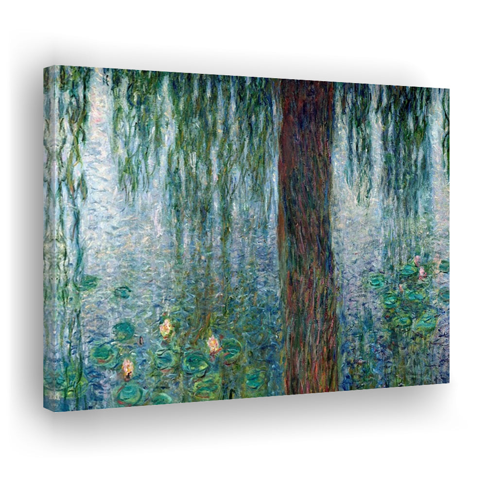 Waterlilies Morning with Weeping Willows Wall Art, Cavas Print Wall Art Hom Decor