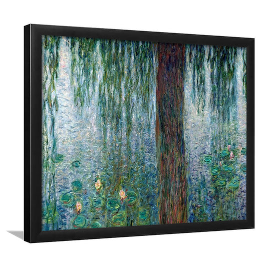 Waterlilies Morning With Weeping Willows Wall Art, Framed Art Print, Picture Framed