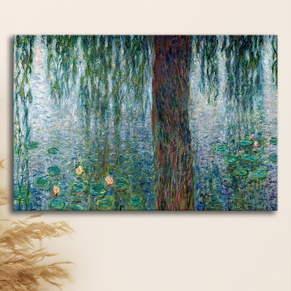 Waterlilies Morning with Weeping Willows Wall Art, Cavas Print Wall Art Hom Decor