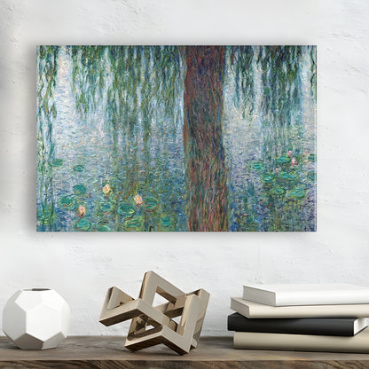 Waterlilies Morning with Weeping Willows Wall Art, Cavas Print Wall Art Hom Decor