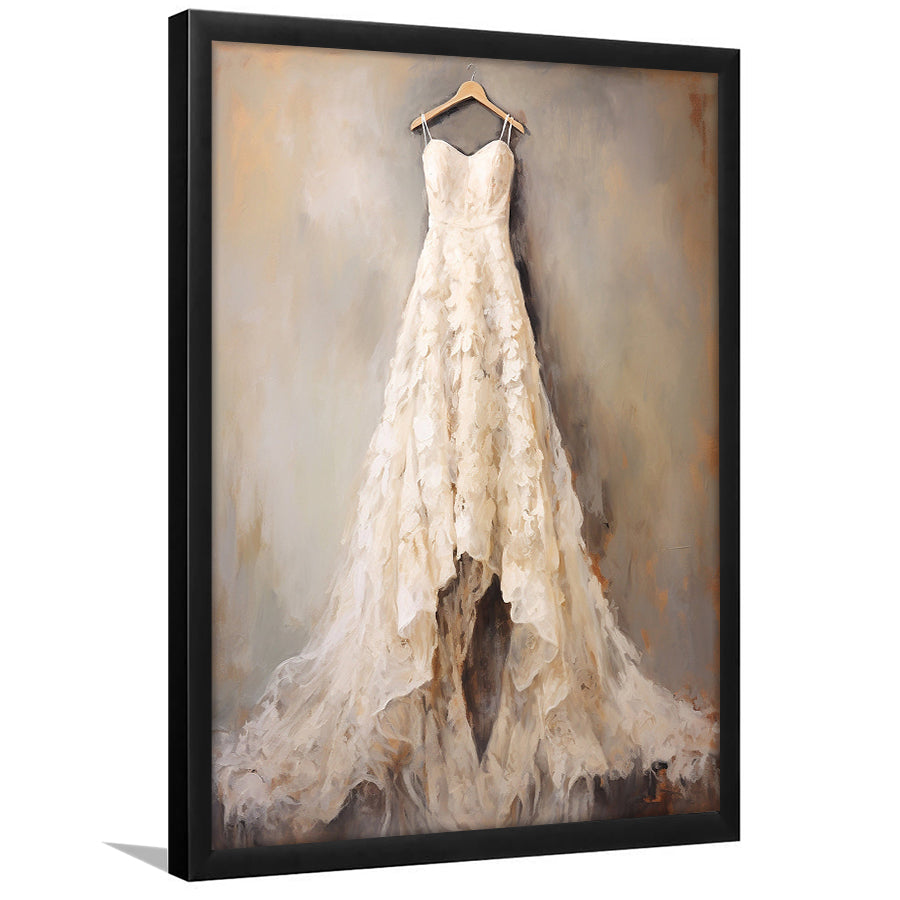 Wedding Dress Oil Painting Elegant Wedding Dress Art Vintage Style Art, Framed Art Print Wall Decor, Picture Framed