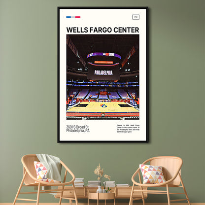 Wells Fargo Center Print, Philadelphia Stadium Canvas Art, Man Cave Gift, Floating Framed Canvas Print Wall Art