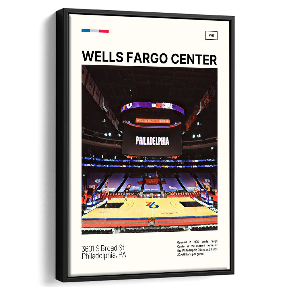 Wells Fargo Center Print, Philadelphia Stadium Canvas Art, Man Cave Gift, Floating Framed Canvas Print Wall Art