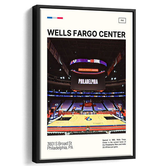 Wells Fargo Center Print, Philadelphia Stadium Canvas Art, Man Cave Gift, Floating Framed Canvas Print Wall Art