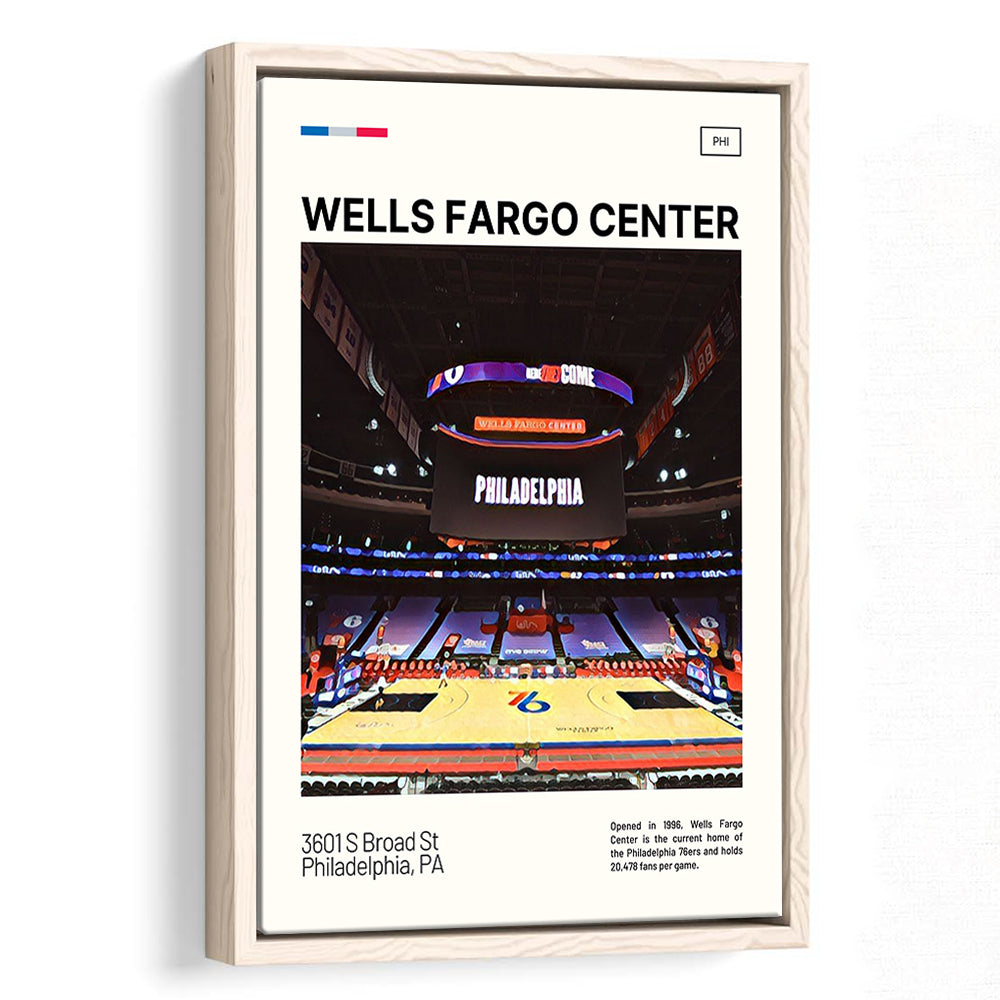 Wells Fargo Center Print, Philadelphia Stadium Canvas Art, Man Cave Gift, Floating Framed Canvas Print Wall Art