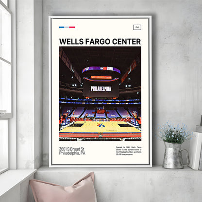 Wells Fargo Center Print, Philadelphia Stadium Canvas Art, Man Cave Gift, Floating Framed Canvas Print Wall Art