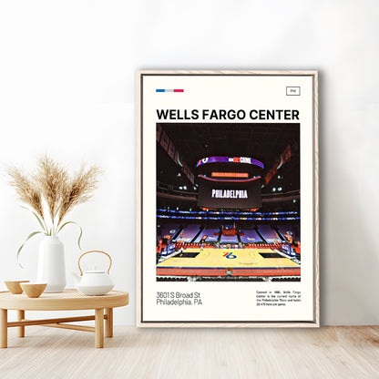 Wells Fargo Center Print, Philadelphia Stadium Canvas Art, Man Cave Gift, Floating Framed Canvas Print Wall Art