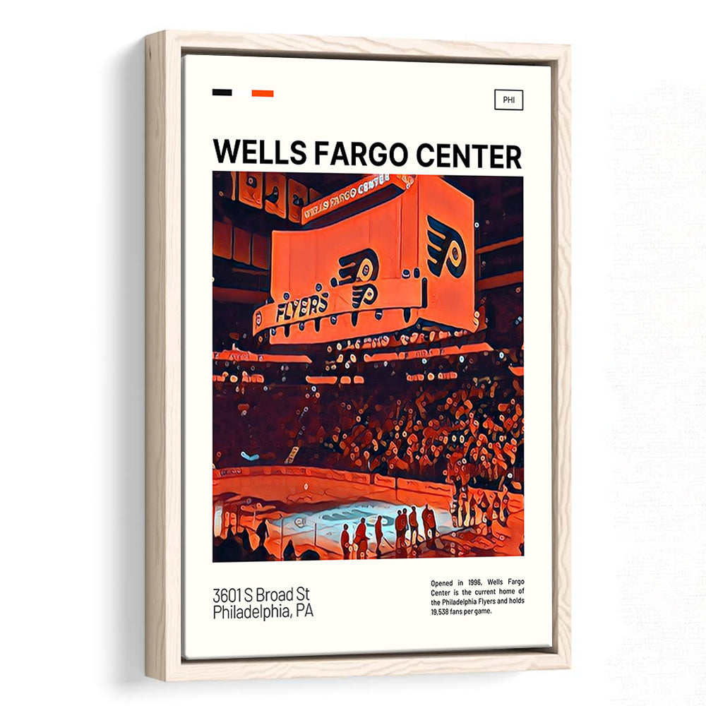 Wells Fargo Center Print, Philadelphia Stadium Canvas Art V1, Man Cave Gift, Floating Framed Canvas Print Wall Art