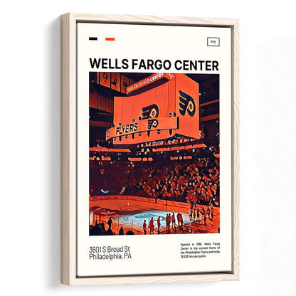 Wells Fargo Center Print, Philadelphia Stadium Canvas Art V1, Man Cave Gift, Floating Framed Canvas Print Wall Art