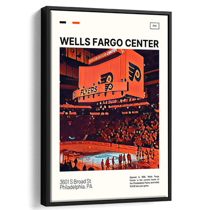 Wells Fargo Center Print, Philadelphia Stadium Canvas Art V1, Man Cave Gift, Floating Framed Canvas Print Wall Art