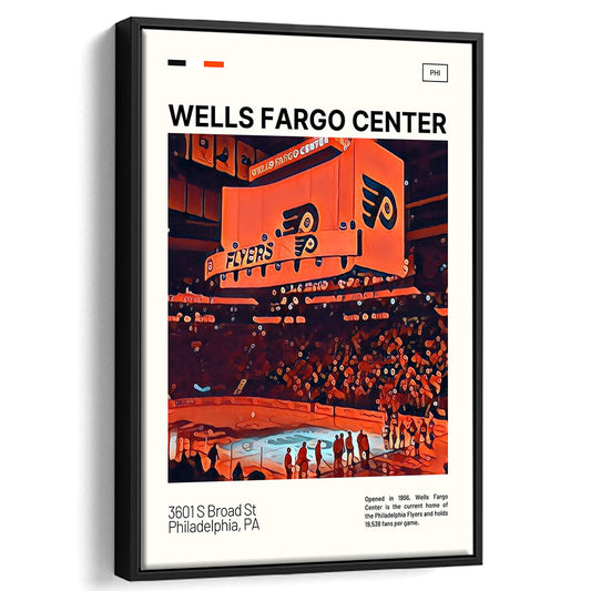 Wells Fargo Center Print, Philadelphia Stadium Canvas Art V1, Man Cave Gift, Floating Framed Canvas Print Wall Art