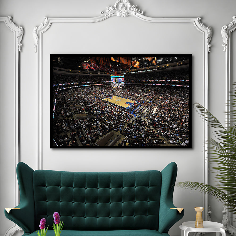Wells Fargo Center, Stadium Canvas, Sport Art, Fan Gifts, Framed Art Print Wall Decor, Picture Framed