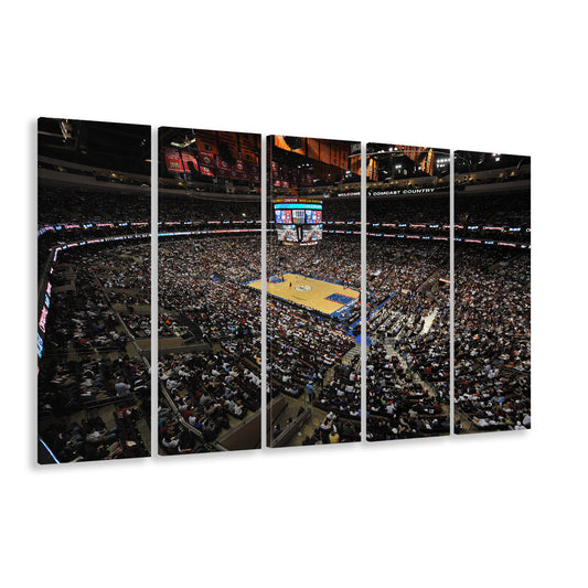 Wells Fargo Center, Stadium Canvas, Sport Art, Fan Gifts, 5 Panel B, Extra Large Canvas, Canvas Print Wall Art