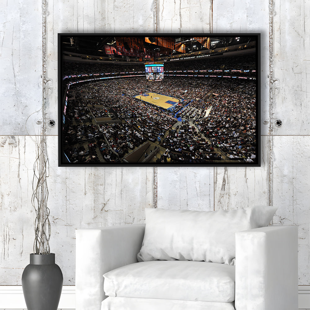 Wells Fargo Center, Stadium Canvas, Sport Art, Fan Gifts, Framed Canvas Print Wall Art, Floating Frame