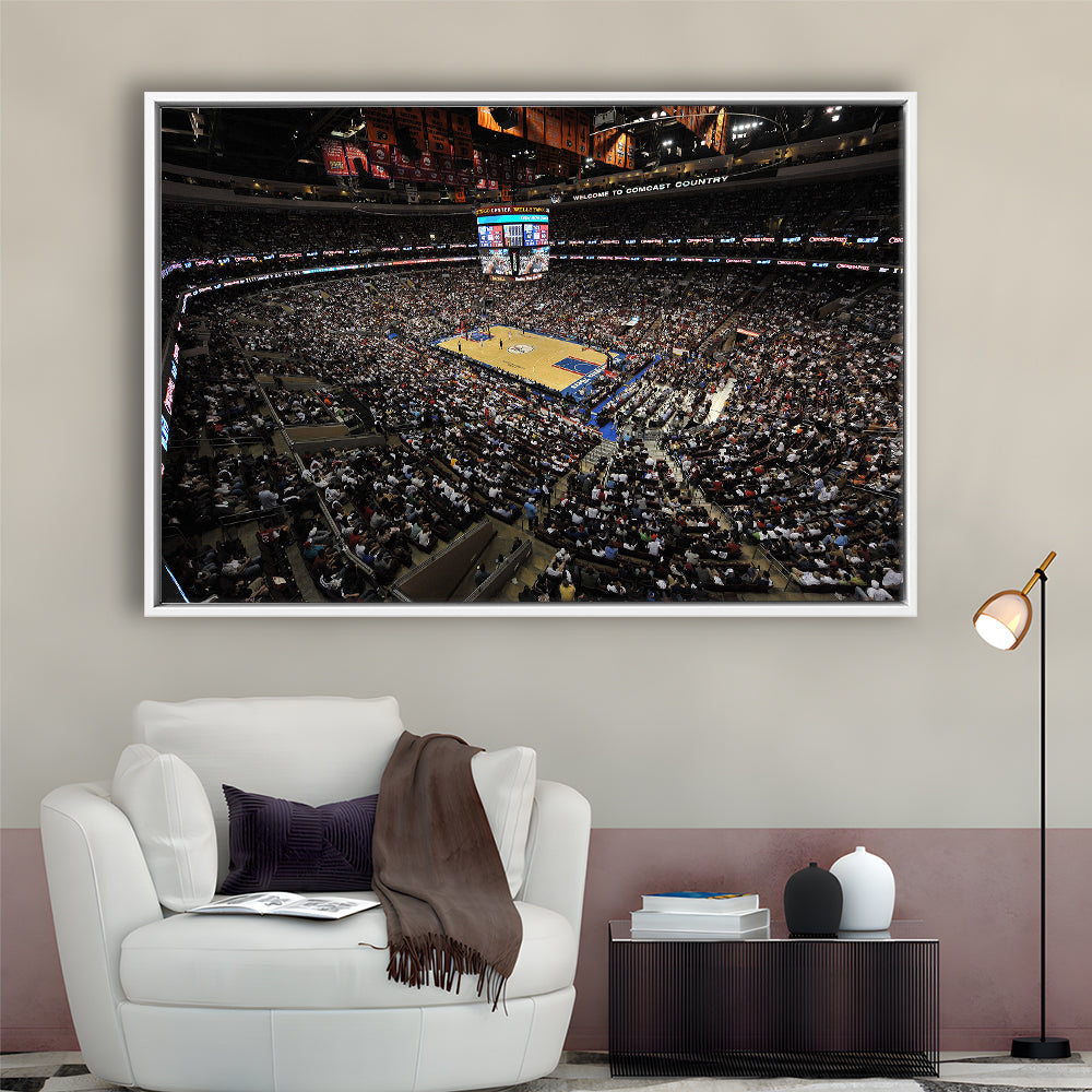 Wells Fargo Center, Stadium Canvas, Sport Art, Fan Gifts, Framed Canvas Print Wall Art, Floating Frame