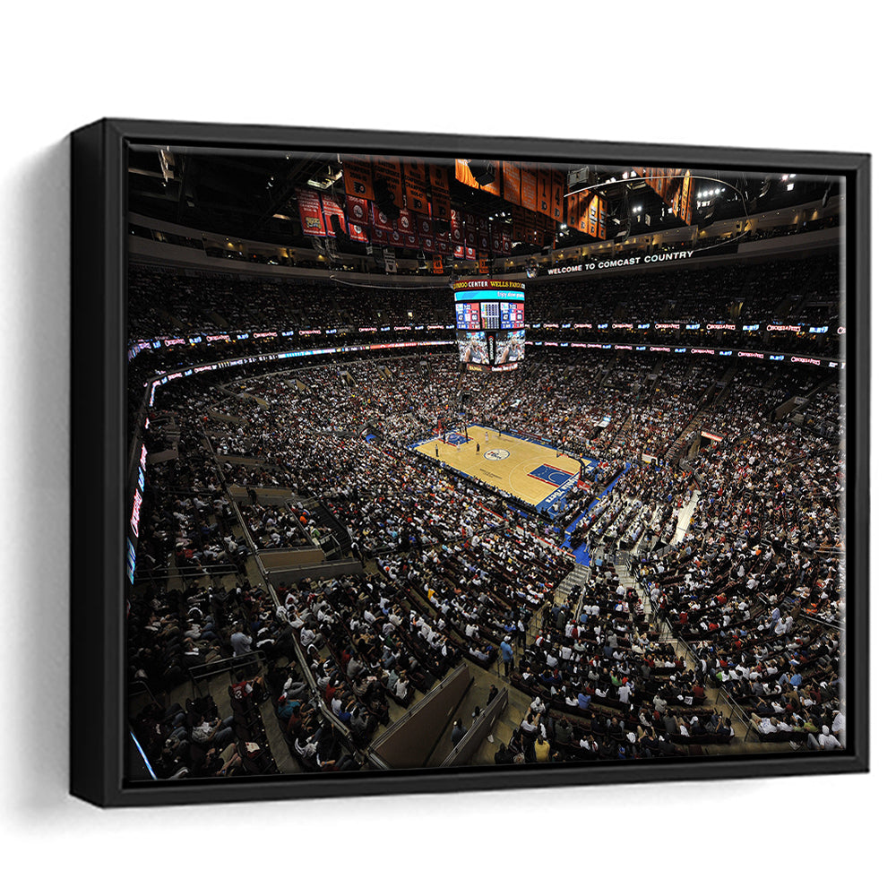 Wells Fargo Center, Stadium Canvas, Sport Art, Fan Gifts, Framed Canvas Print Wall Art, Floating Frame
