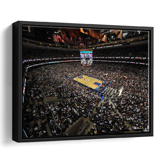 Wells Fargo Center, Stadium Canvas, Sport Art, Fan Gifts, Framed Canvas Print Wall Art, Floating Frame