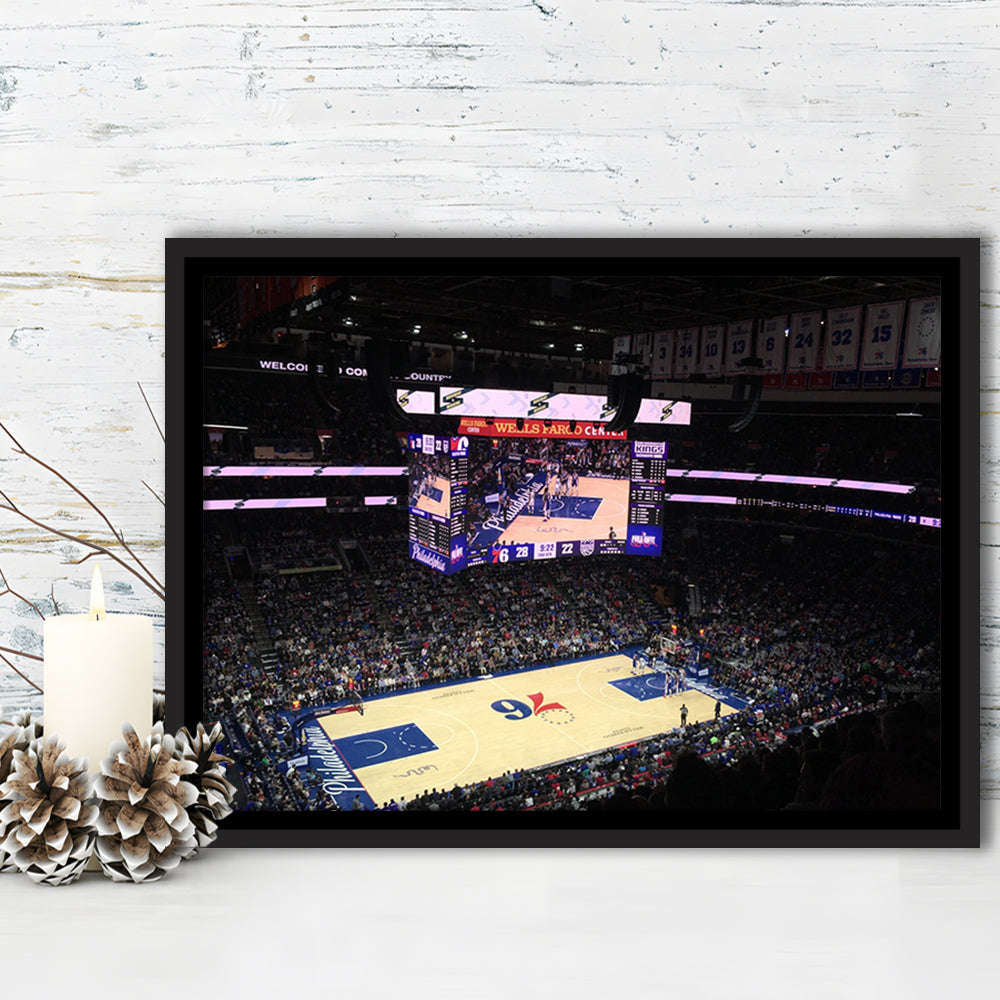 Wells Fargo Center, Stadium Canvas, Sport Art, Framed Canvas Print Wall Art, Floating Frame