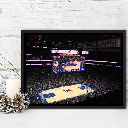 Wells Fargo Center, Stadium Canvas, Sport Art, Framed Canvas Print Wall Art, Floating Frame