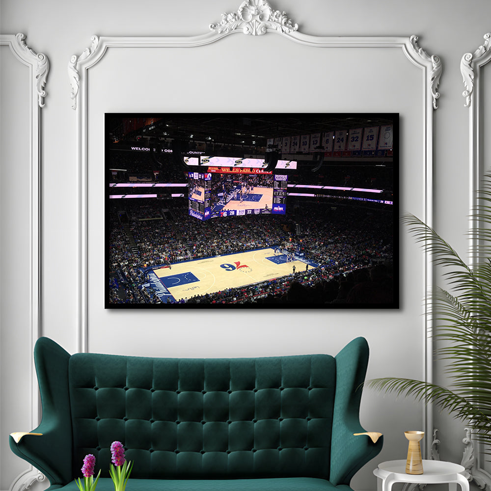 Wells Fargo Center, Stadium Canvas, Sport Art, Gift for him, Framed Art Print Wall Decor, Picture Framed