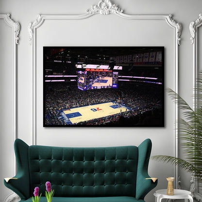 Wells Fargo Center, Stadium Canvas, Sport Art, Gift for him, Framed Art Print Wall Decor, Picture Framed