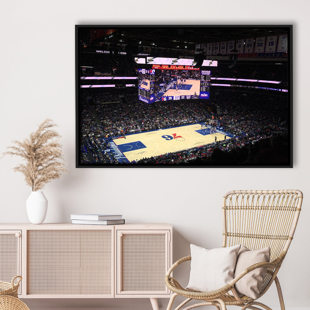Wells Fargo Center, Stadium Canvas, Sport Art, Framed Canvas Print Wall Art, Floating Frame