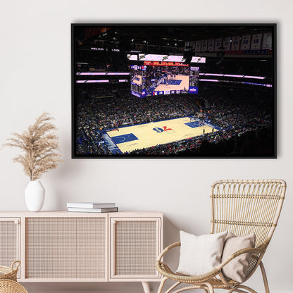 Wells Fargo Center, Stadium Canvas, Sport Art, Framed Canvas Print Wall Art, Floating Frame