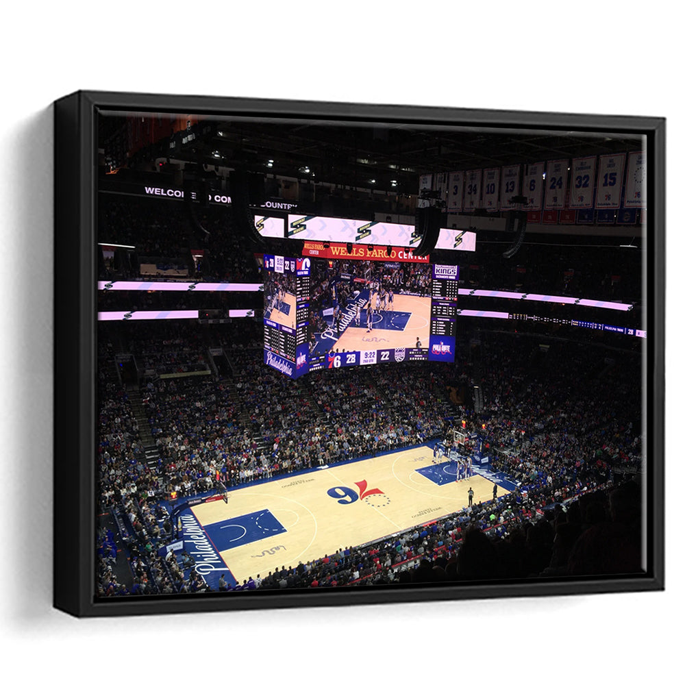 Wells Fargo Center, Stadium Canvas, Sport Art, Framed Canvas Print Wall Art, Floating Frame