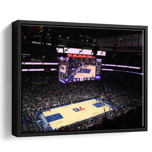 Wells Fargo Center, Stadium Canvas, Sport Art, Framed Canvas Print Wall Art, Floating Frame