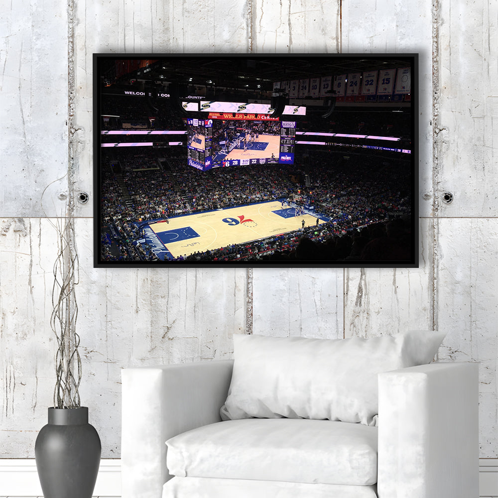 Wells Fargo Center, Stadium Canvas, Sport Art, Framed Canvas Print Wall Art, Floating Frame
