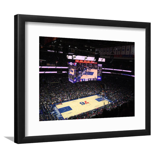 Wells Fargo Center, Stadium Canvas, Sport Art, Gift for him, White Border Framed Art Print Wall Decor