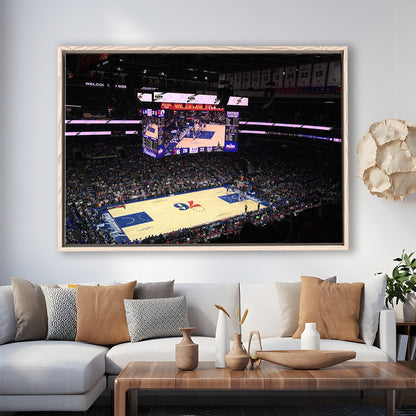 Wells Fargo Center, Stadium Canvas, Sport Art, Framed Canvas Print Wall Art, Floating Frame