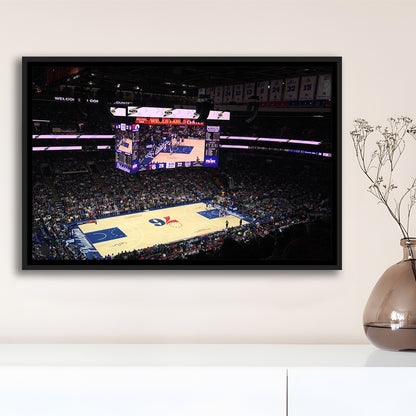 Wells Fargo Center, Stadium Canvas, Sport Art, Framed Canvas Print Wall Art, Floating Frame