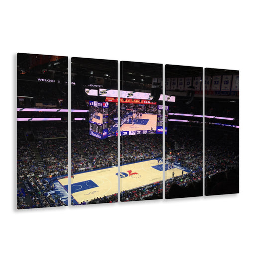 Wells Fargo Center, Stadium Canvas, Sport Art, 5 Panel B, Extra Large Canvas, Canvas Print Wall Art