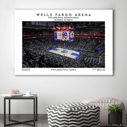 Wells Fargo Center, Philadelphia Basketball Stadium Wall Art Print, Sport Art Print, Canvas Print Wall Art, Man Cave Gift