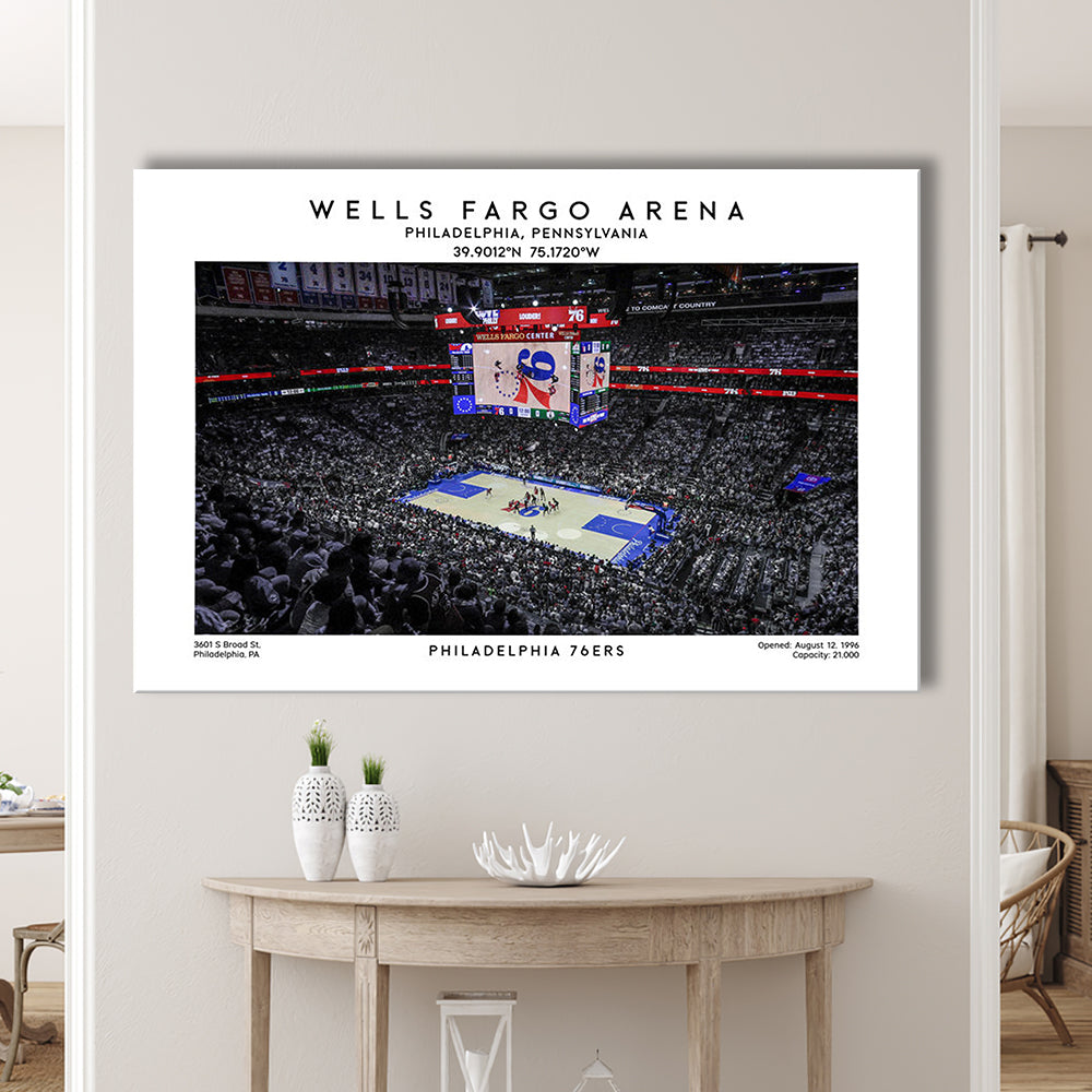 Wells Fargo Center, Philadelphia Basketball Stadium Wall Art Print, Sport Art Print, Canvas Print Wall Art, Man Cave Gift