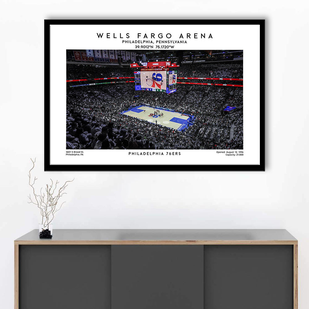 Wells Fargo Center, Philadelphia Basketball Stadium Wall Art Print, Sport Art Print, Framed Art Print Wall Decor