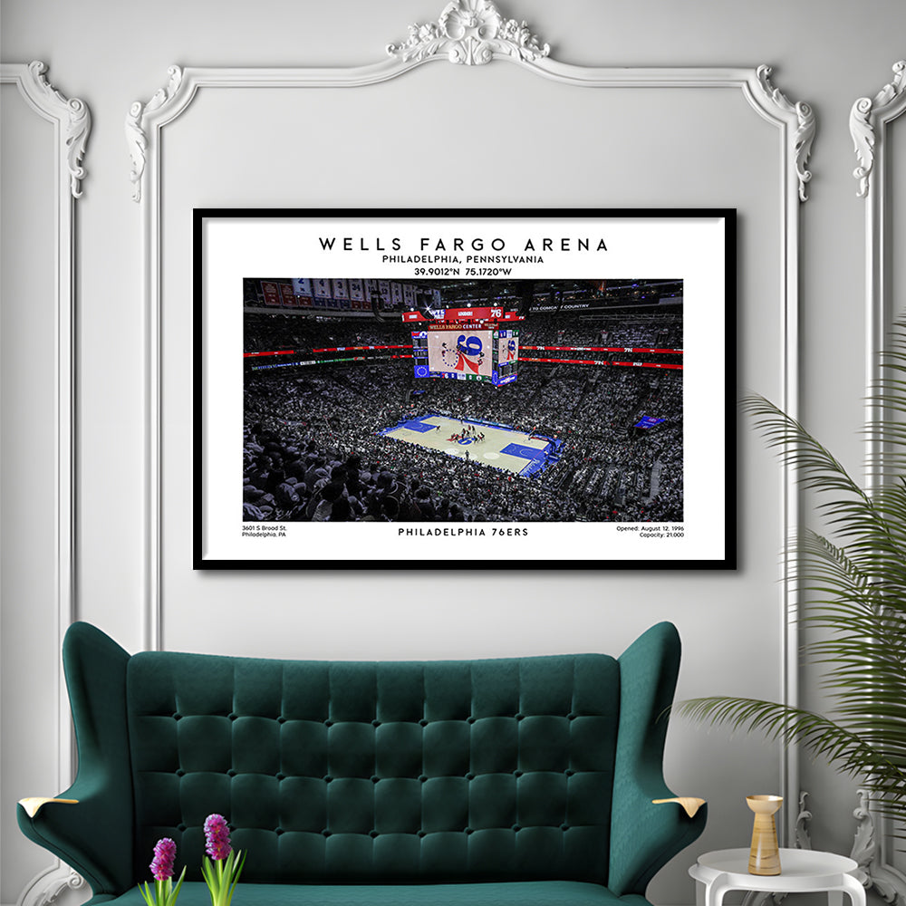 Wells Fargo Center, Philadelphia Basketball Stadium Wall Art Print, Sport Art Print, Framed Art Print Wall Decor