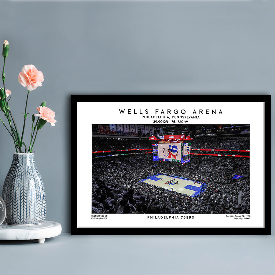 Wells Fargo Center, Philadelphia Basketball Stadium Wall Art Print, Sport Art Print, Framed Art Print Wall Decor