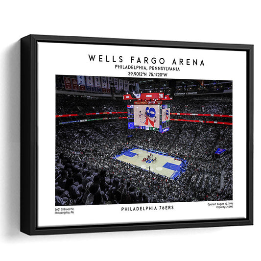 Wells Fargo Center, Philadelphia Basketball Stadium Wall Art Print, Sport Art Print, Framed Canvas Print Wall Art