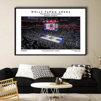 Wells Fargo Center, Philadelphia Basketball Stadium Wall Art Print, Sport Art Print, Framed Canvas Print Wall Art