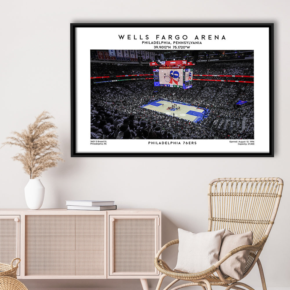 Wells Fargo Center, Philadelphia Basketball Stadium Wall Art Print, Sport Art Print, Framed Canvas Print Wall Art