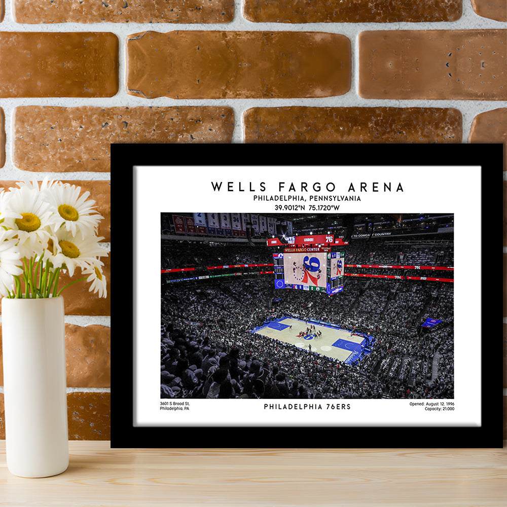 Wells Fargo Center, Philadelphia Basketball Stadium Wall Art Print, Sport Art Print, Framed Art Print Wall Decor