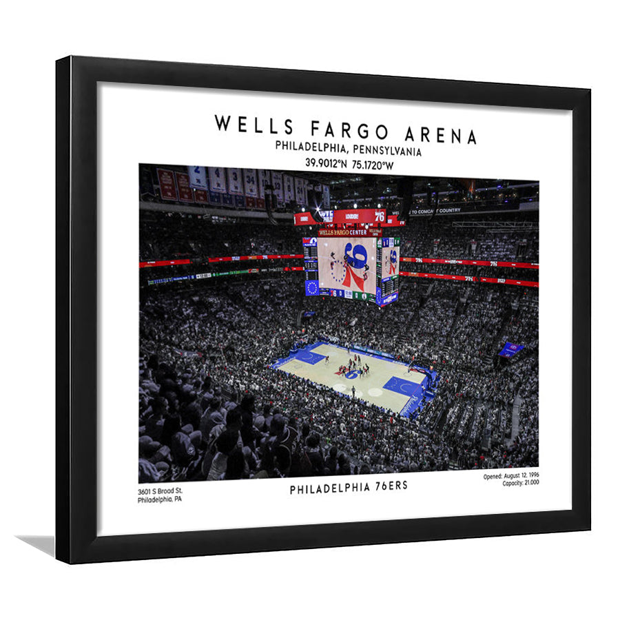 Wells Fargo Center, Philadelphia Basketball Stadium Wall Art Print, Sport Art Print, Framed Art Print Wall Decor